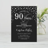 Verrassing 90ste Verjaardagsfeest - Zwart Zilver Kaart (Staand voorkant)