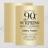 Verrassing 90ste verjaardagsfeestje - Goud Kaart (Voorkant / Achterkant)