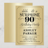 Verrassing 90ste verjaardagsfeestje - Goud Kaart (Voorkant / Achterkant)
