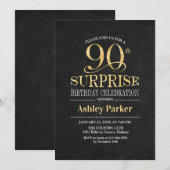 Verrassing 90ste verjaardagsfeestje - Goud Zwart Kaart (Voorkant / Achterkant)