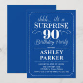 Verrassing 90ste verjaardagsfeestje - Navy White Kaart (Voorkant / Achterkant)