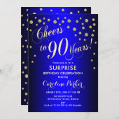 Verrassing 90ste verjaardagsfeestje - Royal Blue G Kaart (Voorkant / Achterkant)