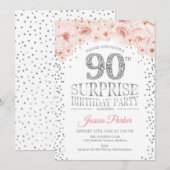 Verrassing 90ste verjaardagsfeestje - wit zilver r kaart (Voorkant / Achterkant)