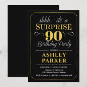 Verrassing 90ste verjaardagsfeestje - Zwart Goud Kaart (Voorkant / Achterkant)