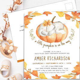 Verrassing Baby shower Olifant Meisje Herfst Pompo Uitnodiging Briefkaart