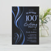Verrassing Black Blue 100ste verjaardagsfeest Kaart (Staand voorkant)