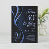 Verrassing Black Blue 40ste verjaardagsfeest Kaart (Staand voorkant)