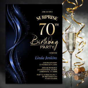 Verrassing Black Blue 70ste verjaardagsfeest Kaart