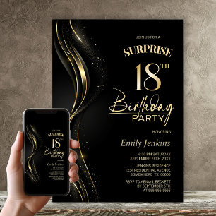 Verrassing Black Gold 18e verjaardagsfeest Kaart