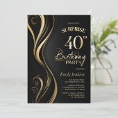 Verrassing Black Gold 40e verjaardagsfeest Kaart (Staand voorkant)