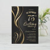 Verrassing Black Gold 75e verjaardagsfeest Kaart (Staand voorkant)