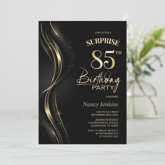 Verrassing Black Gold 85e verjaardagsfeest Kaart (Staand voorkant)