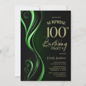 Verrassing Black Green 100e verjaardagsfeest Kaart (Voorkant)