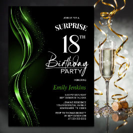 Verrassing Black Green 18e verjaardagsfeest Kaart