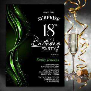 Verrassing Black Green 18e verjaardagsfeest Kaart