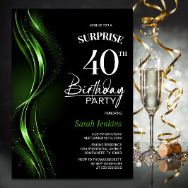 Verrassing Black Green 40e verjaardagsfeest Kaart
