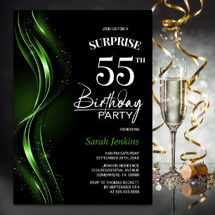 Verrassing Black Green 55e verjaardagsfeest Kaart