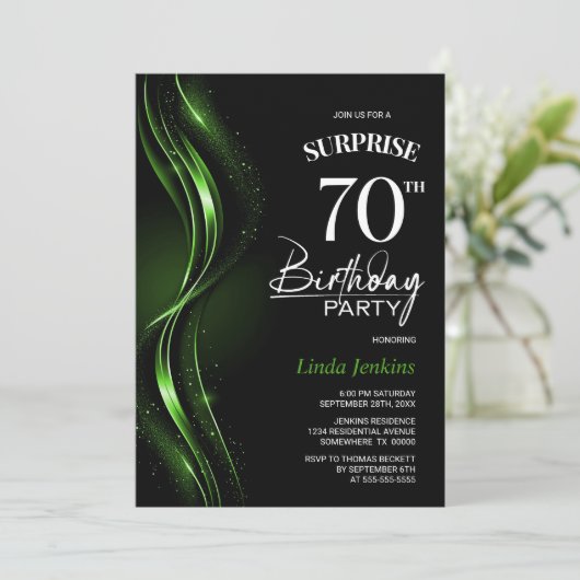 Verrassing Black Green 70ste verjaardagsfeest Kaart (Staand voorkant)