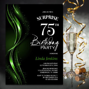 Verrassing Black Green 75e verjaardagsfeest Kaart