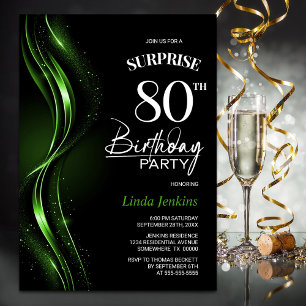 Verrassing Black Green 80ste verjaardagsfeest Kaart