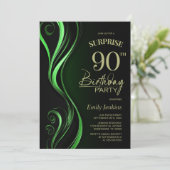 Verrassing Black Green 90ste verjaardagsfeest Kaart (Staand voorkant)