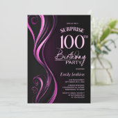 Verrassing Black Pink 100ste verjaardagsfeest Kaart (Staand voorkant)