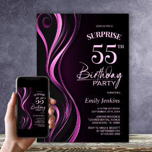 Verrassing Black Pink 55e verjaardag Kaart