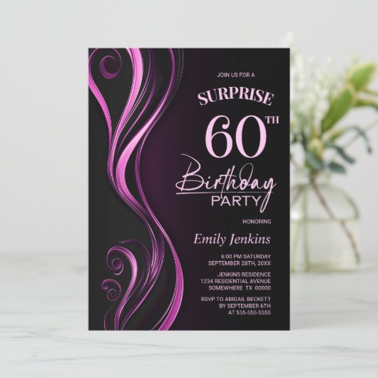 Verrassing Black Pink 60e verjaardagsfeestje Kaart (Staand voorkant)