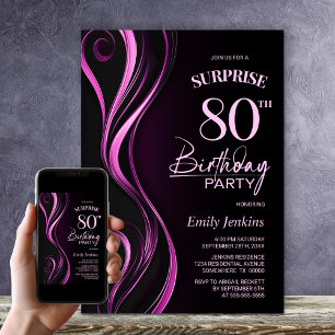 Verrassing Black Pink 80ste verjaardagsfeestje Kaart