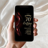 Verrassing Black Red 70e verjaardagsfeest Kaart