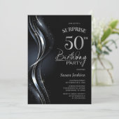 Verrassing Black Silver 50ste verjaardagsfeest Kaart (Staand voorkant)