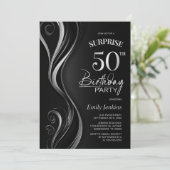 Verrassing Black Silver 50ste verjaardagsfeest Kaart (Staand voorkant)