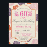 Verrassing Bloemen 60e verjaardag Uitnodiging Roze<br><div class="desc">Verrassing Floral 60e verjaardag uitnodiging. Roze Paarse Oranje Rozen. Vrouwen,  dame,  meisje verjaardag. 13e 15e 16e 18e 20e 21e 30e 40e 50e 60e 70e 80e 90e 100e,  Alle leeftijden. Voor verdere aanpassing klikt u op de knop "Aanpassen" en gebruikt u onze ontwerptool om deze sjabloon te wijzigen.</div>