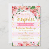 Verrassing Bloemen Blush Roze Strepen Verjaardagsf Kaart (Voorkant)