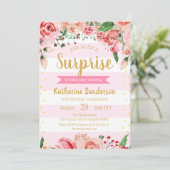 Verrassing Bloemen Blush Roze Strepen Verjaardagsf Kaart (Staand voorkant)