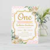 Verrassing Bloemen Blush Roze Strepen Verjaardagsf Kaart (Staand voorkant)