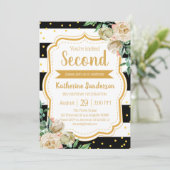 Verrassing Bloemen Zwart Witte Strepen Verjaardags Kaart (Staand voorkant)