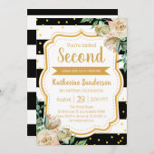 Verrassing Bloemen Zwart Witte Strepen Verjaardags Kaart (Voorkant / Achterkant)