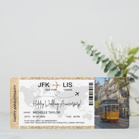 Verrassing Boarding Pass Ticket bestemming Portuga Kaart (Staand voorkant)