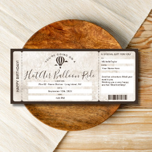 Verrassing Boarding Pass Ticket Hete Lucht Ballon  Kaart