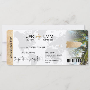 Verrassing Boarding Pass Trip Ticket Puerto Rico Kaart