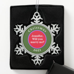 VERRASSING CHRISTMAS MARRIAGE VOORSTEL SNOWFLAKE P TIN SNEEUWVLOK ORNAMENT