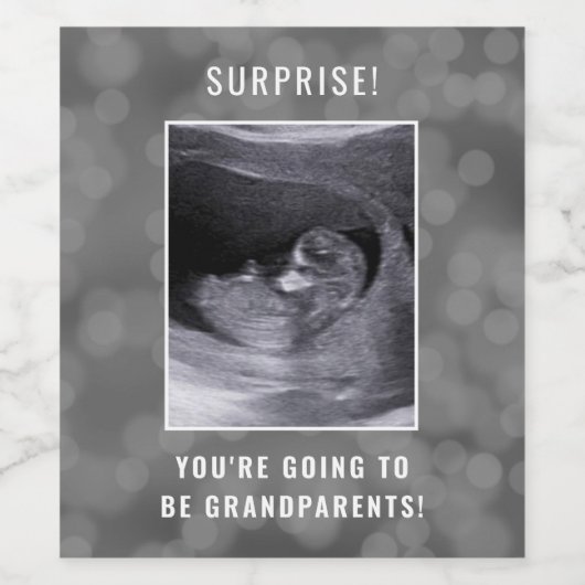 Verrassing dat je grootouders worden nieuwe baby wijn etiket (Enkel label)