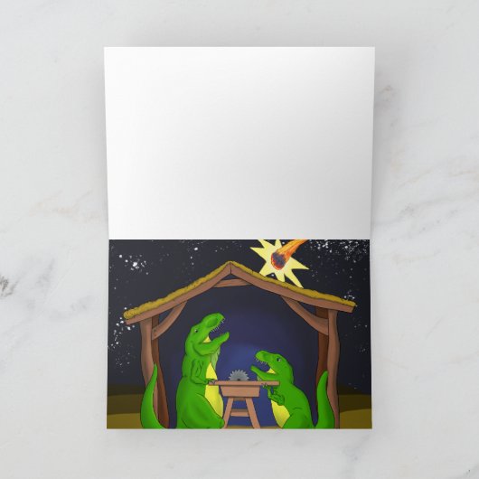 Verrassing Dinosaurus Kerstmisgrap Kaart (Binnen)