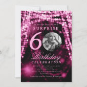 Verrassing Foto 60e Verjaardag Hot Pink Glam Light Kaart (Voorkant)
