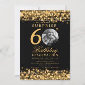 Verrassing Foto 60e Verjaardag Party Gold Lights Kaart (Voorkant)