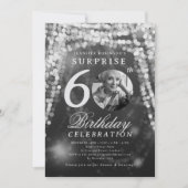 Verrassing Foto 60e Verjaardag Zilveren Glam Light Kaart (Voorkant)