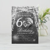 Verrassing Foto 60e Verjaardag Zilveren Glam Light Kaart (Staand voorkant)