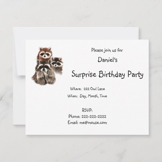 Verrassing Fun Raccoons Dierlijke Verjaardag Uitno Kaart (Achterkant)
