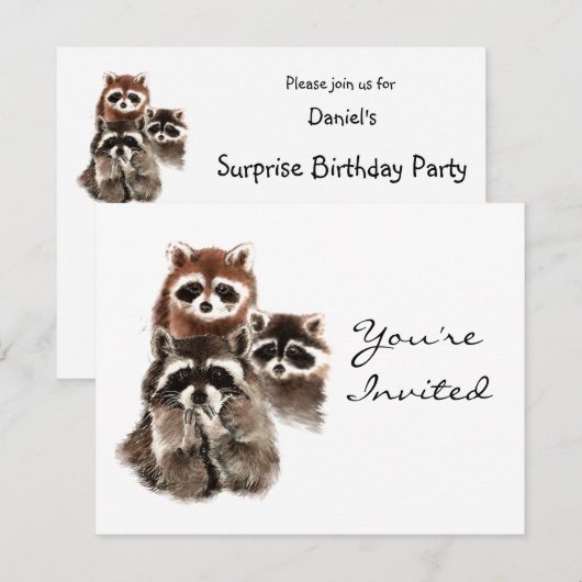 Verrassing Fun Raccoons Dierlijke Verjaardag Uitno Kaart (Voorkant / Achterkant)